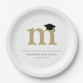 シンプルクラシックモノグラムモダン卒業パーティー ペーパープレート (正面)