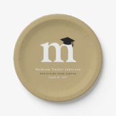 シンプルクラシックモノグラムモダン卒業パーティー ペーパープレート (正面)