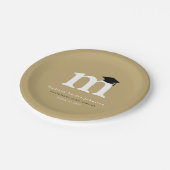 シンプルクラシックモノグラムモダン卒業パーティー ペーパープレート (アングル)