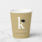 シンプルクラシックモノグラムモダン卒業パーティー 紙コップ (裏面)