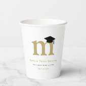 シンプルクラシックモノグラムモダン卒業パーティー 紙コップ (裏面)