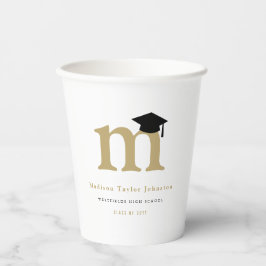シンプルクラシックモノグラムモダン卒業パーティー 紙コップ
