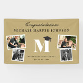 シンプルクラシックモノグラム4写真卒業パーティー 横断幕 (横)