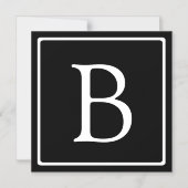 シンプルクラシックモノグラム |ブラック&ホワイトマグネット マグネット招待状 (正面)