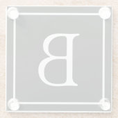 シンプルクラシックモノグラム |白い文字 ガラスコースター (裏面)