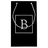 シンプルクラシックモノグラム |白い文字 スモールペーパーバッグ (裏面)