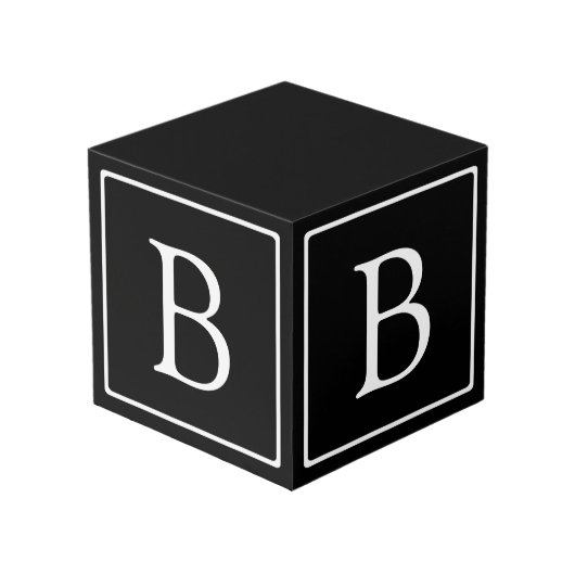 シンプルクラシックモノグラム |白い文字 フォトキューブ (正面アングル)