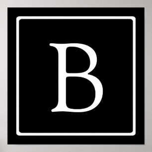 シンプルクラシックモノグラム  白い文字 ポスター