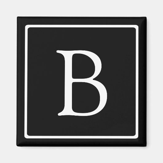 シンプルクラシックモノグラム |白い文字 マグネット (正面)