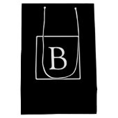 シンプルクラシックモノグラム |白い文字 ミディアムペーパーバッグ (裏面)