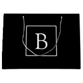 シンプルクラシックモノグラム |白い文字 ラージペーパーバッグ (正面)