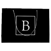 シンプルクラシックモノグラム |白い文字 ラージペーパーバッグ (裏面)