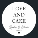 シンプルクラシックラブケーキハート結婚式の引き出物 ラウンドシール<br><div class="desc">Aクラシック Black Thank You's Sticker結婚 feat "Love and Cake"をクラシックのフォントにモダンエレガント。名前パーソナライズされたとデートで簡単に結婚出来る。</div>