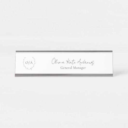 シンプルクラシックリースエレガント デスクネームプレート (正面)