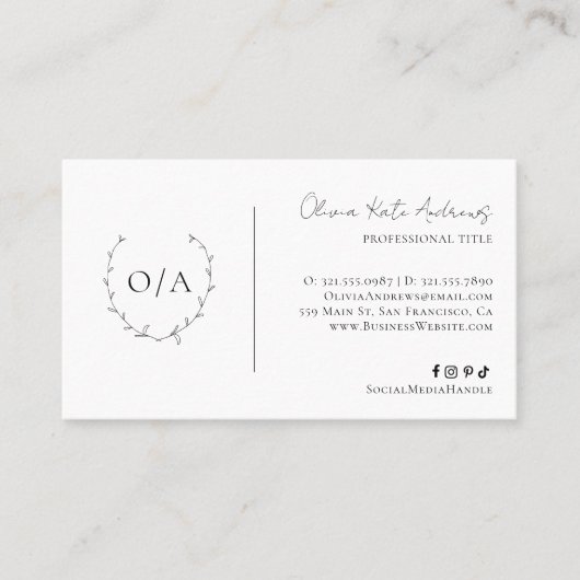 シンプルクラシックリースエレガント 名刺 (正面)