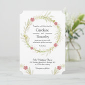 シンプルクラシックリーフィフローラ結婚リース 招待状 (スタンド正面)