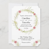 シンプルクラシックリーフィフローラ結婚リース 招待状 (正面)