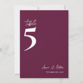 シンプルクラシックワインカラー結婚のテーブル番号 サンキューカード (正面)