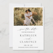 シンプルクラシック写真優雅な結婚式 セーブザデート (裏面)