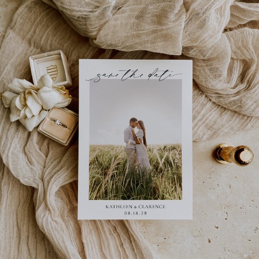 シンプルクラシック写真優雅な結婚式 セーブザデート