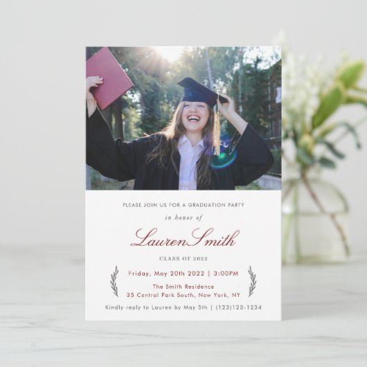 シンプルクラシック写真卒業パーティー招待状 招待状 (スタンド正面)