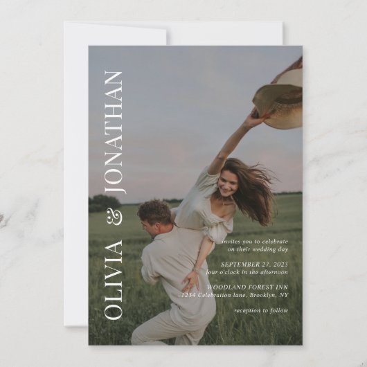 シンプルクラシック写真結婚の 招待状 (正面)