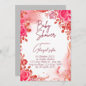 シンプルクラシック女の子シャワー 招待状 (正面/裏面)