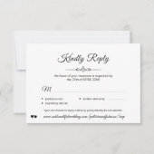 シンプルクラシック書の白黒結婚の 出欠カード (正面)