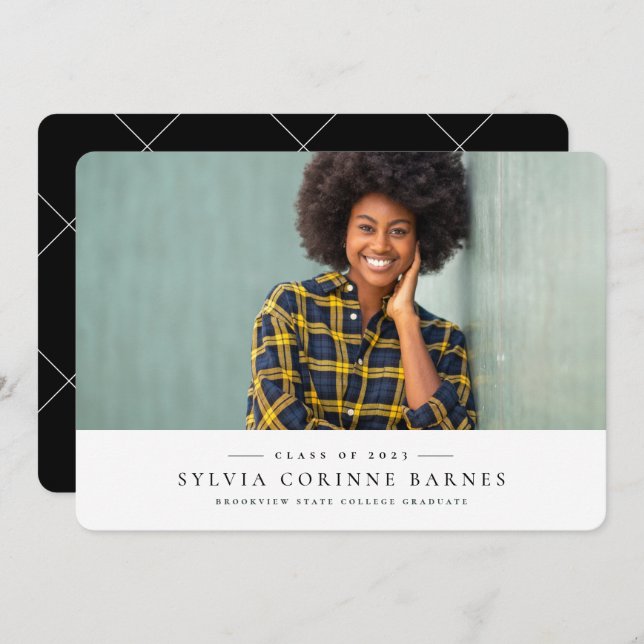 シンプルクラシック水平卒業発表 (正面/裏面)