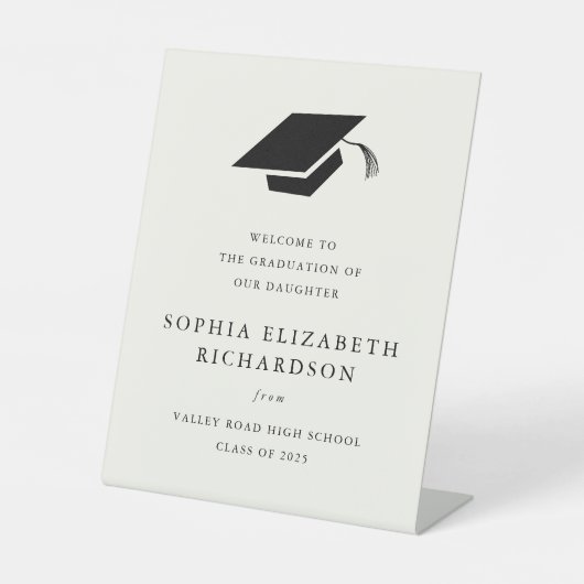 シンプルクラシック白黒の卒業へようこそ 台座サイン (正面)