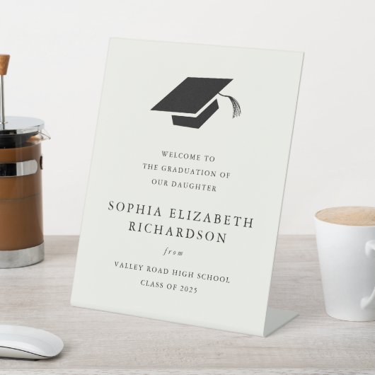 シンプルクラシック白黒の卒業へようこそ 台座サイン (インサイチュ)