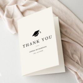シンプルクラシック白黒写真卒業 サンキューカード