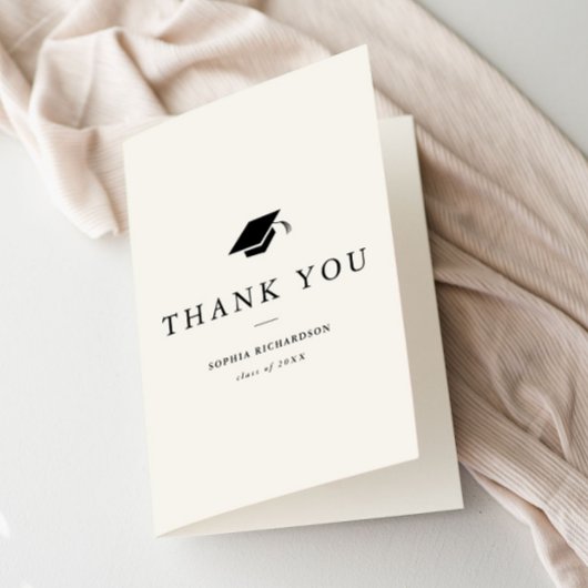 シンプルクラシック白黒写真卒業 サンキューカード