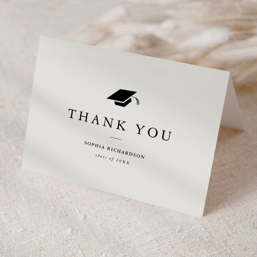 シンプルクラシック白黒写真卒業 サンキューカード