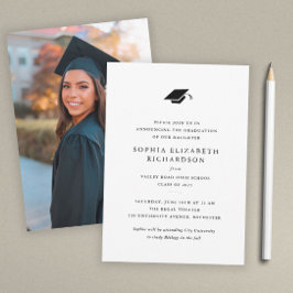 シンプルクラシック白黒写真卒業 案内状