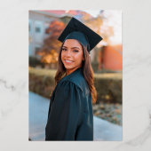 シンプルクラシック白黒写真卒業 箔招待状 (裏面)