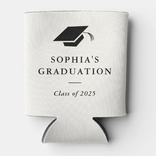 シンプルクラシック白黒卒業 缶クーラー (正面)