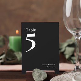 シンプルクラシック白黒結婚のテーブル番号 サンキューカード