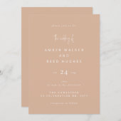 シンプルクラシック結婚エレガント赤面のピンクスクリプト 招待状 (正面/裏面)