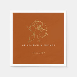 シンプルクラシック結婚フローラ牡丹さび金ゴールド秋 スタンダードカクテルナプキン