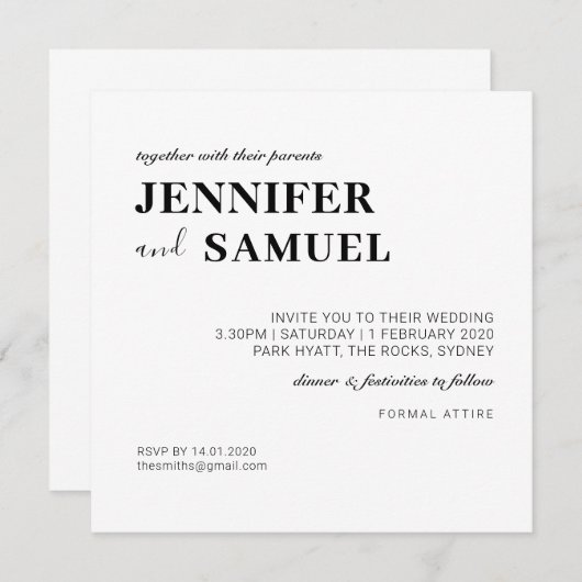 シンプルクラシック結婚式招待状 招待状 (正面/裏面)