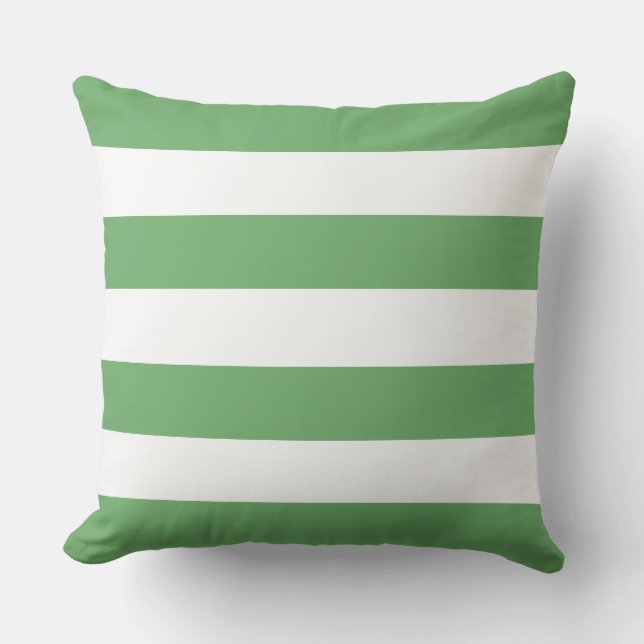 シンプルクラシック緑の水平ストライプ アウトドアクッション (正面)