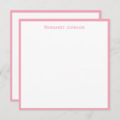 シンプルクラシック縁どピンクカスタムワードフラットスクエア ノートカード (正面/裏面)