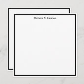 シンプルクラシック縁どブラックカスタムスクエアフラット ノートカード (正面/裏面)