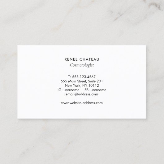 シンプルクラシック赤面エレガントピンク美しいサロン 名刺 (裏面)