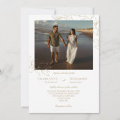 シンプルクラシック金ゴールドグ結婚ネリー写真 招待状 (正面)