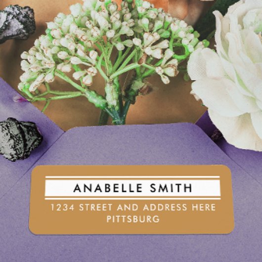 シンプルクラシック金ゴールド及びブラック差出人住所Typo ラベル