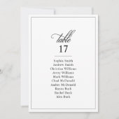 シンプルクラシック黒と白結婚のテーブル番号 招待状 (正面)