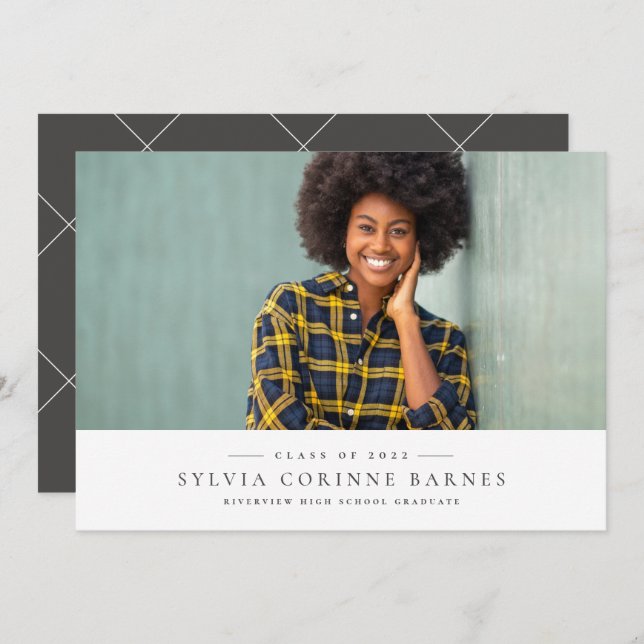 シンプルクラシック1枚の写真卒業発表 (正面/裏面)