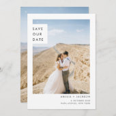 シンプルクラシック2枚結婚写真 セーブザデート (正面/裏面)